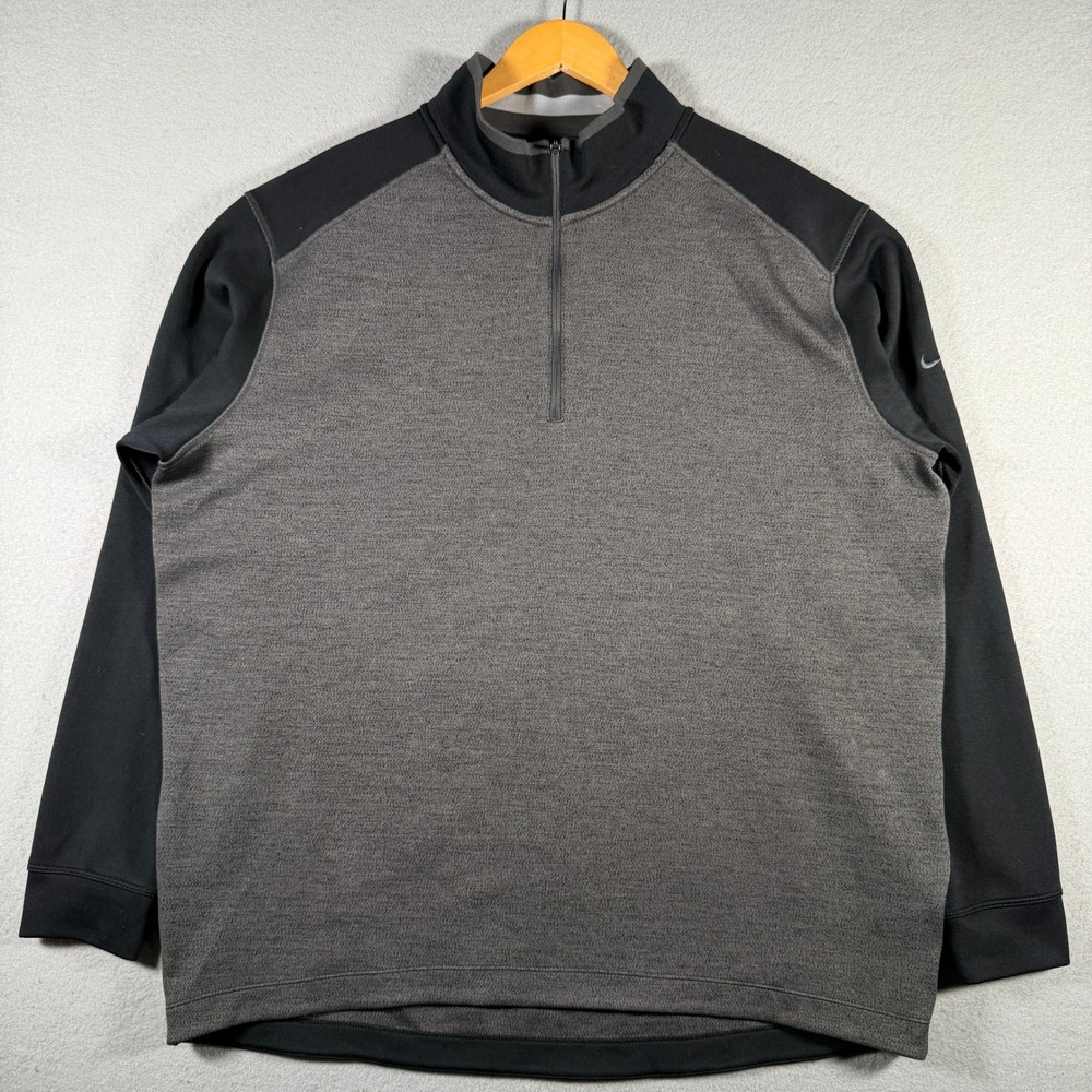 Nike Golf Tour Performance Dri-FIT 1/4 Zip Pullover Gray Black 509095-010 XXL